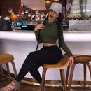 Seductive Slim Fit Turtleneck – Long Sleeve Crop Top