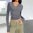 Chic V-Neck Slim Fit Top – Autumn/Winter Edition