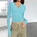 Chic V-Neck Slim Fit Top – Autumn/Winter Edition