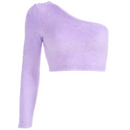Asymmetrical One-Shoulder Crop Top – Purple Long Sleeve Chic