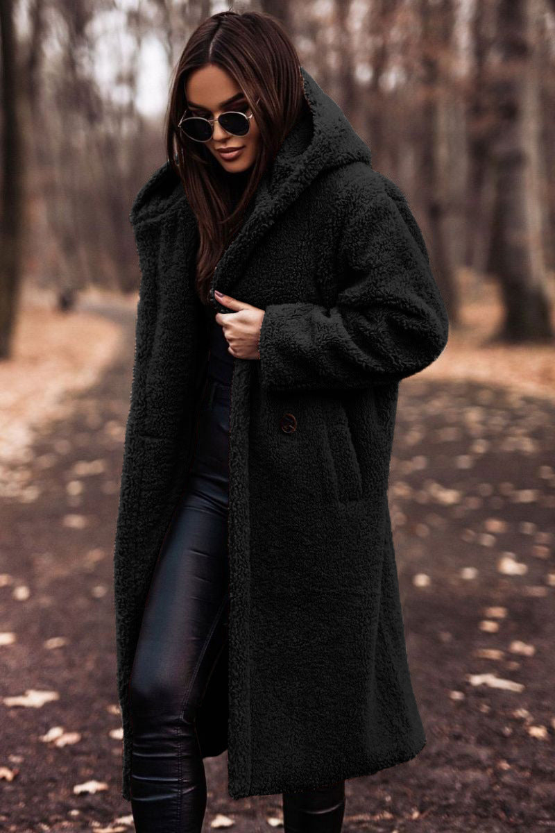 Chic Long-Sleeved Woolen Coat – Elegant Net Color Design