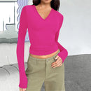 Chic V-Neck Slim Fit Top – Autumn/Winter Edition