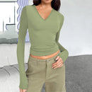 Chic V-Neck Slim Fit Top – Autumn/Winter Edition