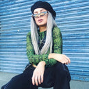 Serpent Chic Mesh Crop Top – Green Snake Print Long Sleeve