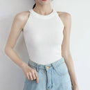 Casual Off-Shoulder Knitted Tank Top – Stretchy Crop for Women