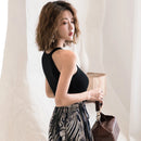 Casual Off-Shoulder Knitted Tank Top – Stretchy Crop for Women